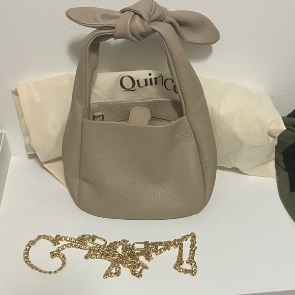 Quince Taupe Italian Leather Mini Bow Bag - Picture 4 of 8